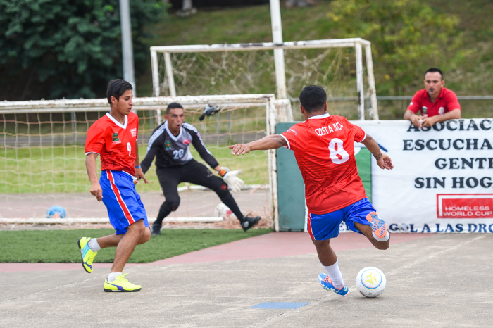 International street football is made up of three players in the court and one goalkeeper.