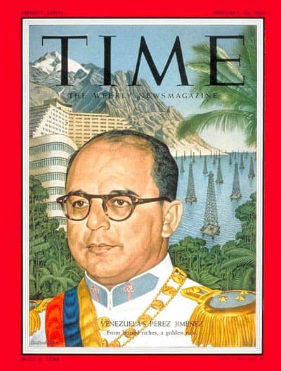 Venezuelan dictator Marcos Pérez Jiménez on the cover of Time Magazine.