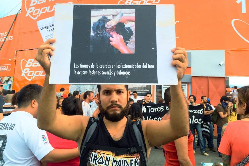 Manifestación contra las corridas de toros en Tico.  25 de diciembre de 2015