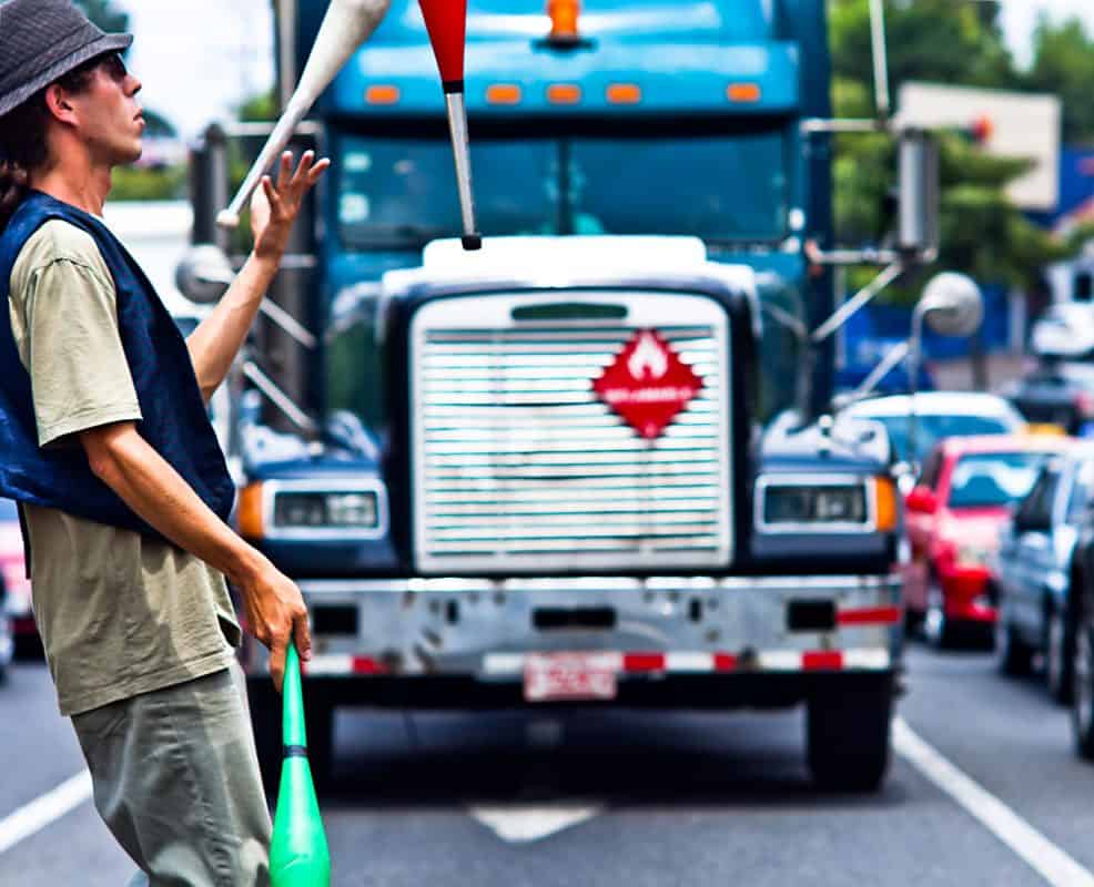 Juggler in the Center of a street in San Jose Costa Rica