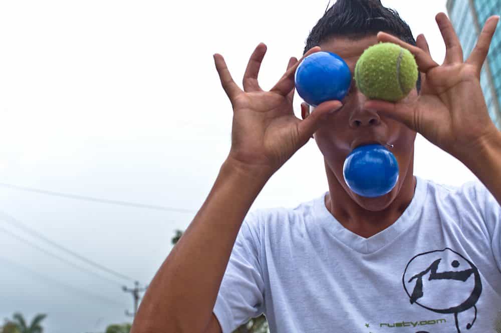 Getting ready to Juggle on the Streets of San Jose