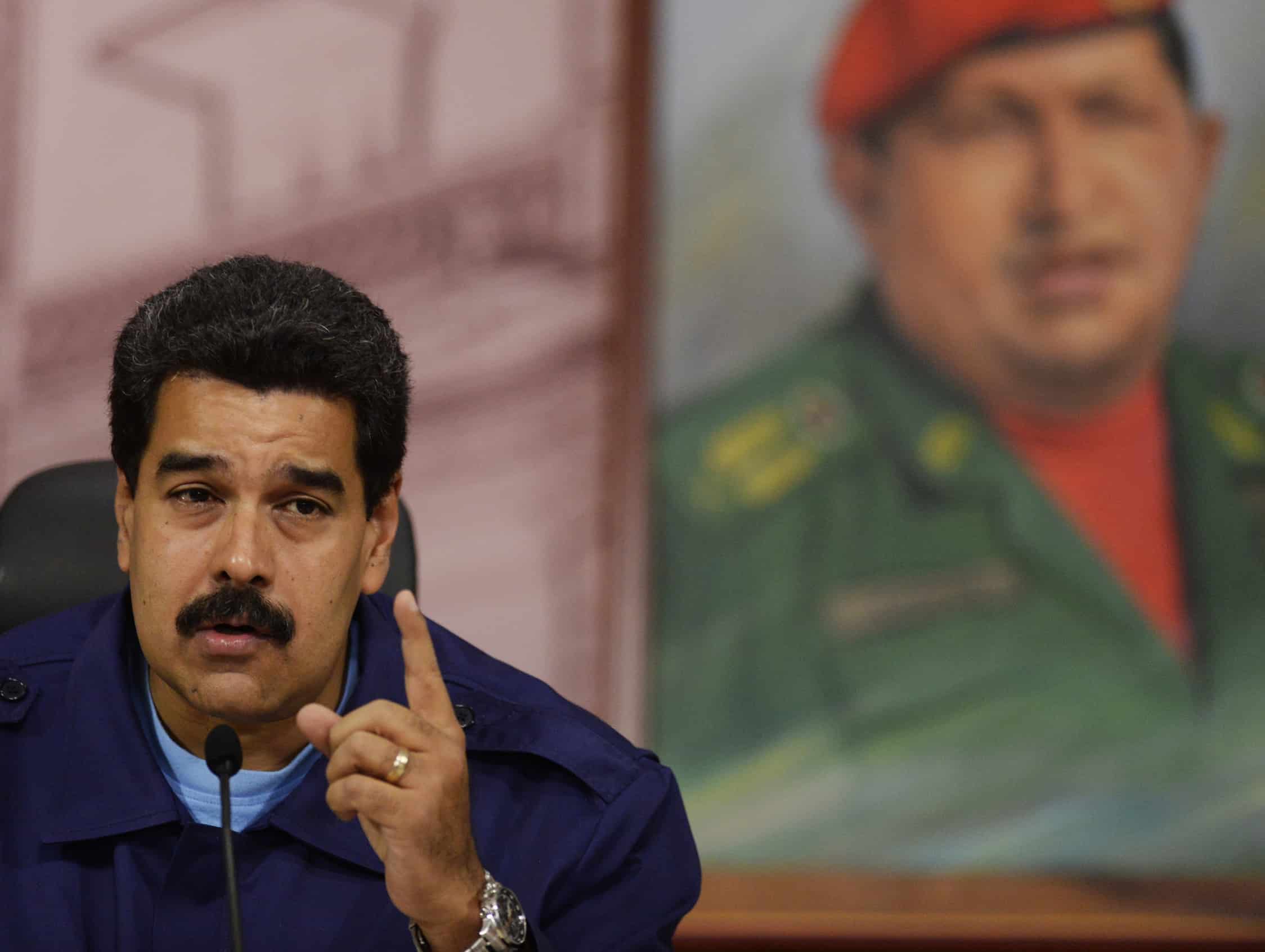 Venezuelan President Nicolás Maduro speaks during a press conference.