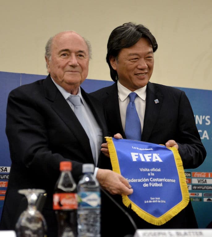FIFA ex-President Joseph Sepp Blatter and Costa Rica's Eduardo Li