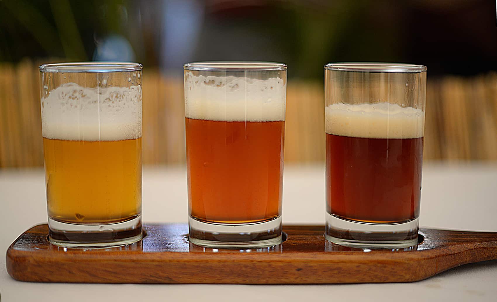 Three shades of beer from La Selva Brewery.