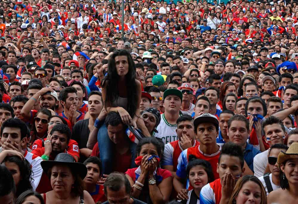 Costa Rica Soccer fans watch as their team advances to the World Cup quarterfinals 