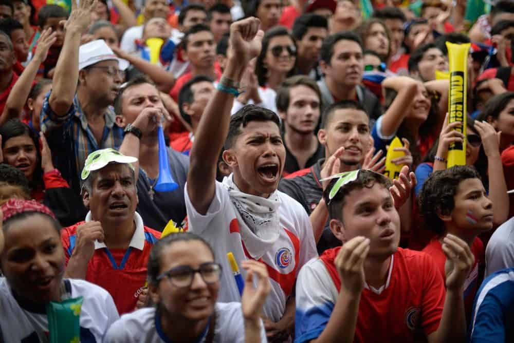 Costa Rica Soccer fans watch as their team advances to the World Cup quarterfinals 