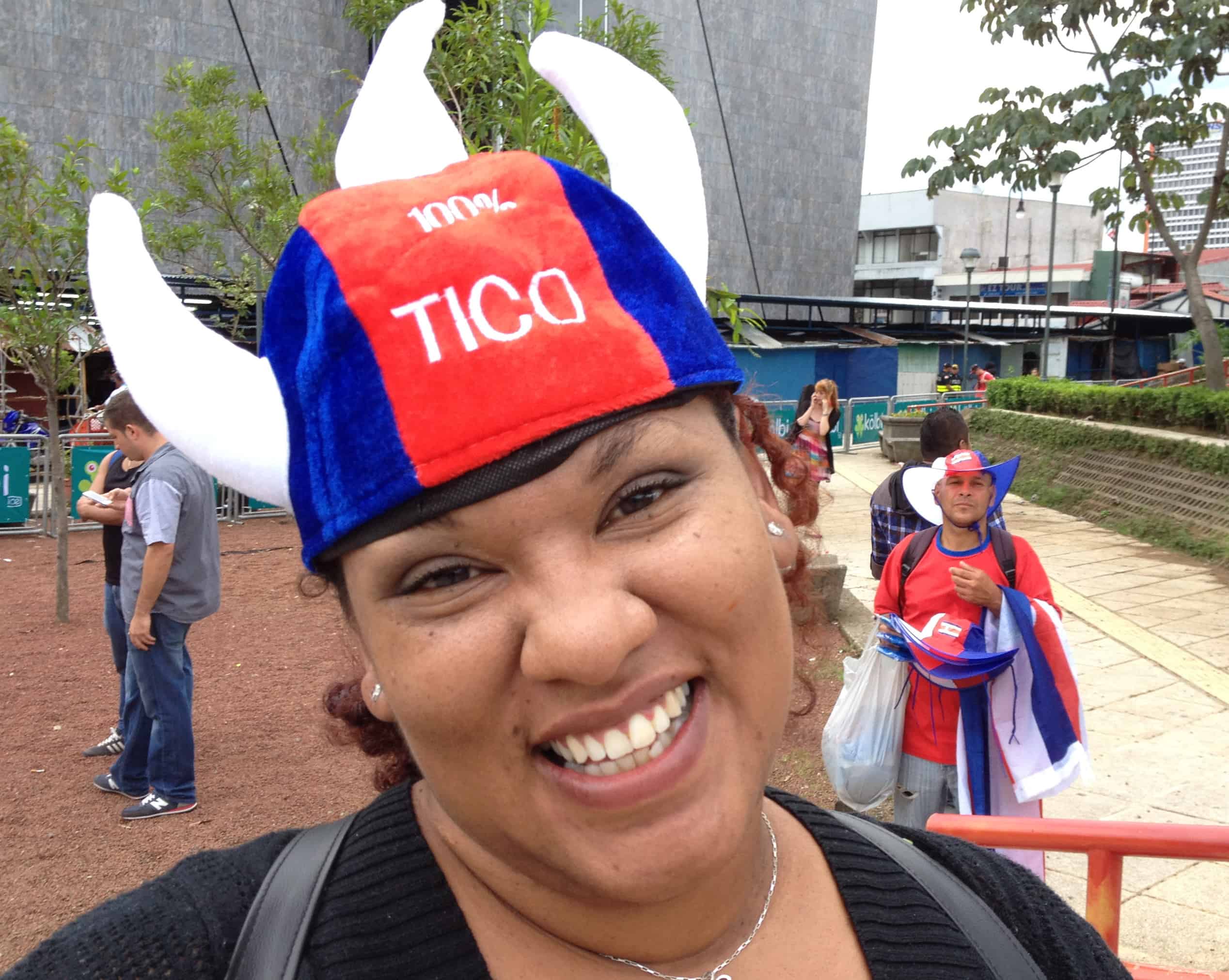 A costa Rican in the Plaza de la Democracia.