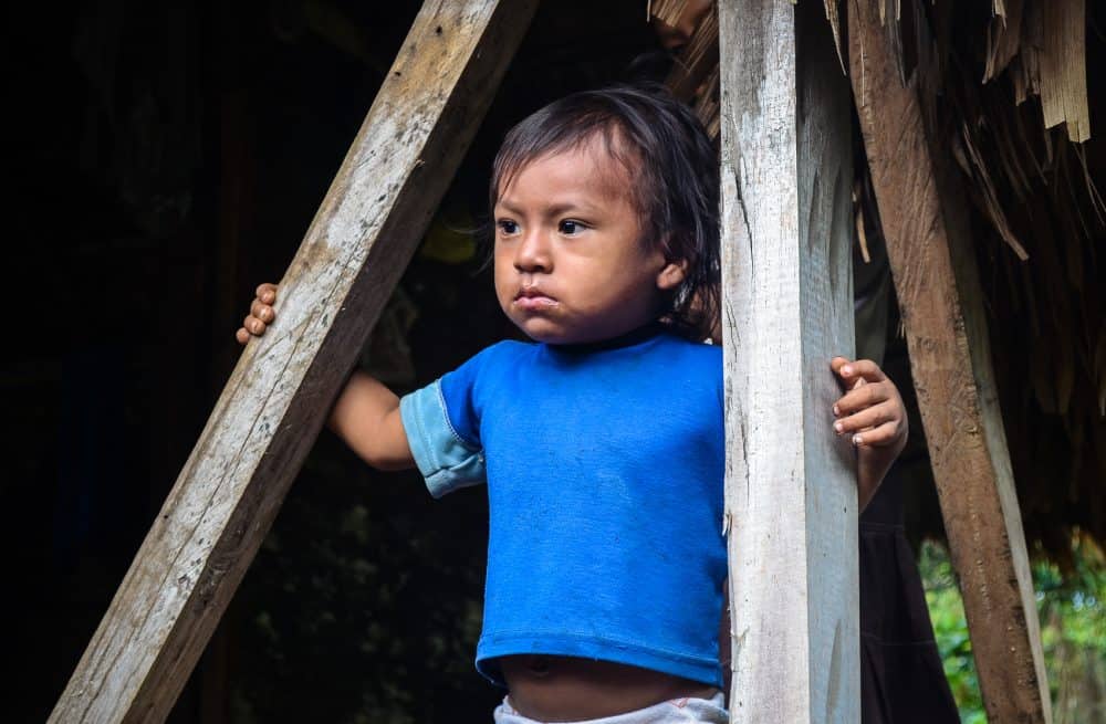 A child at Costa Rica's San José Cabecar indigenous community, 