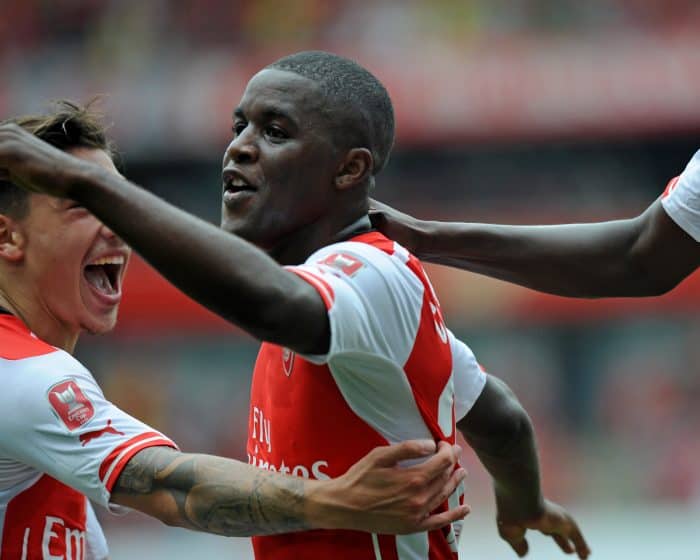 Joel Campbell scores his first goal for Arsenal in 5-1 thumping