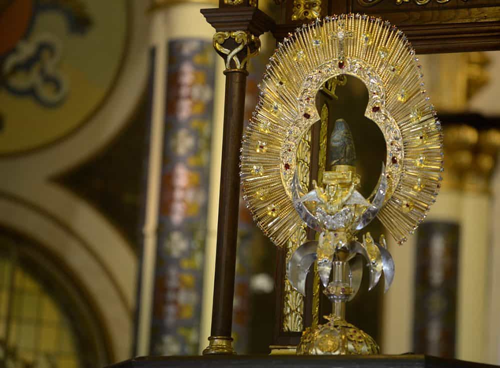 Religious Iconinside the church, the basilica during the Romeria. Costa Rica's largest religious event