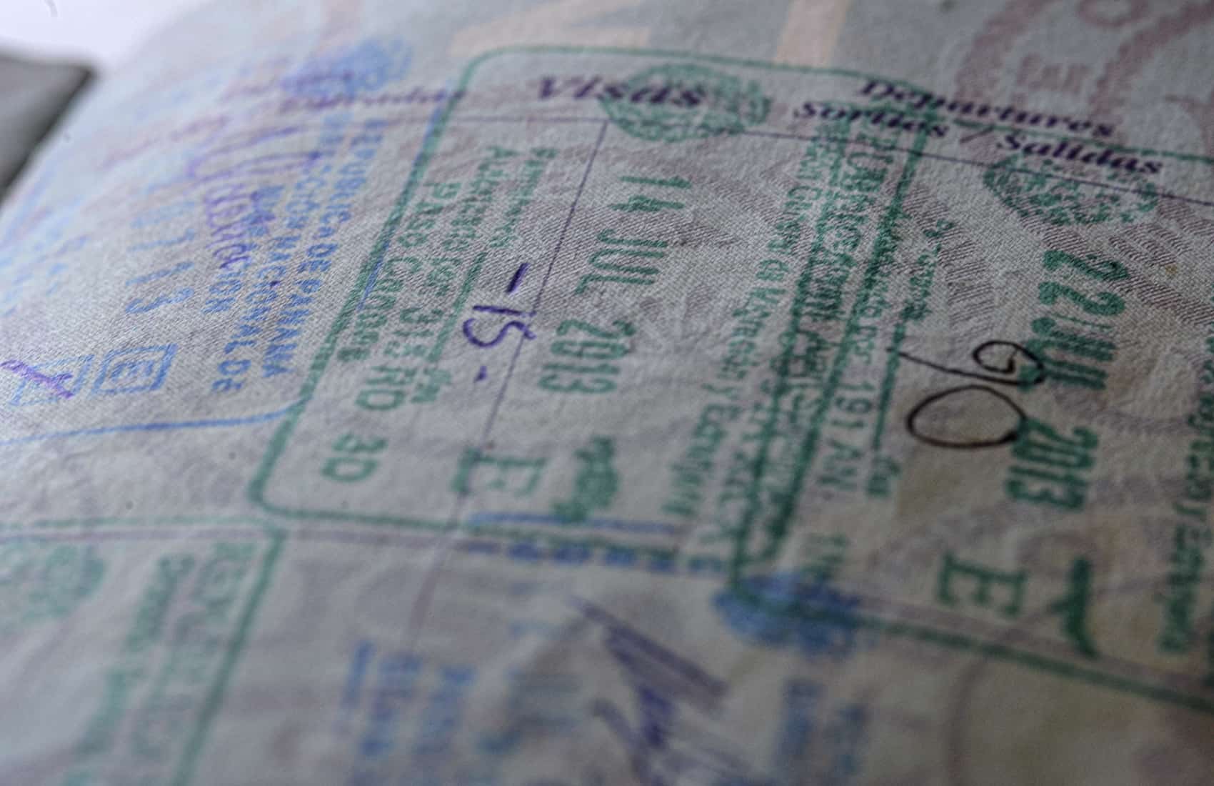 Costa Rica passport stamps.