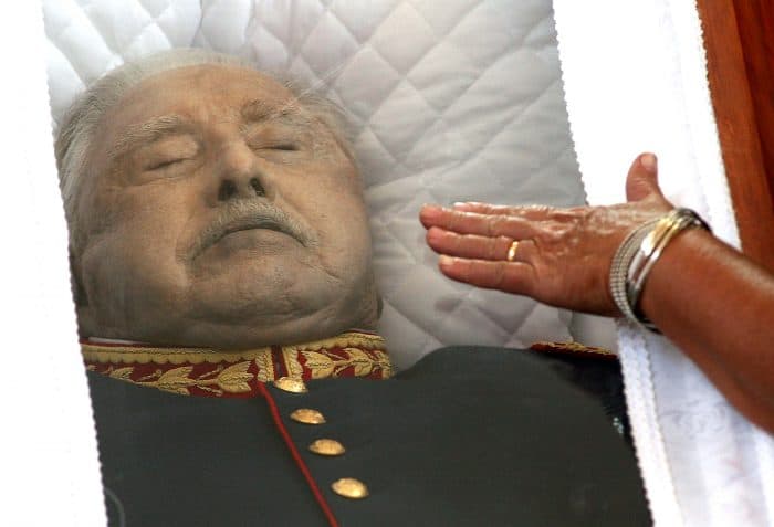 Casket and burial of Chile's Augusto Pinochet