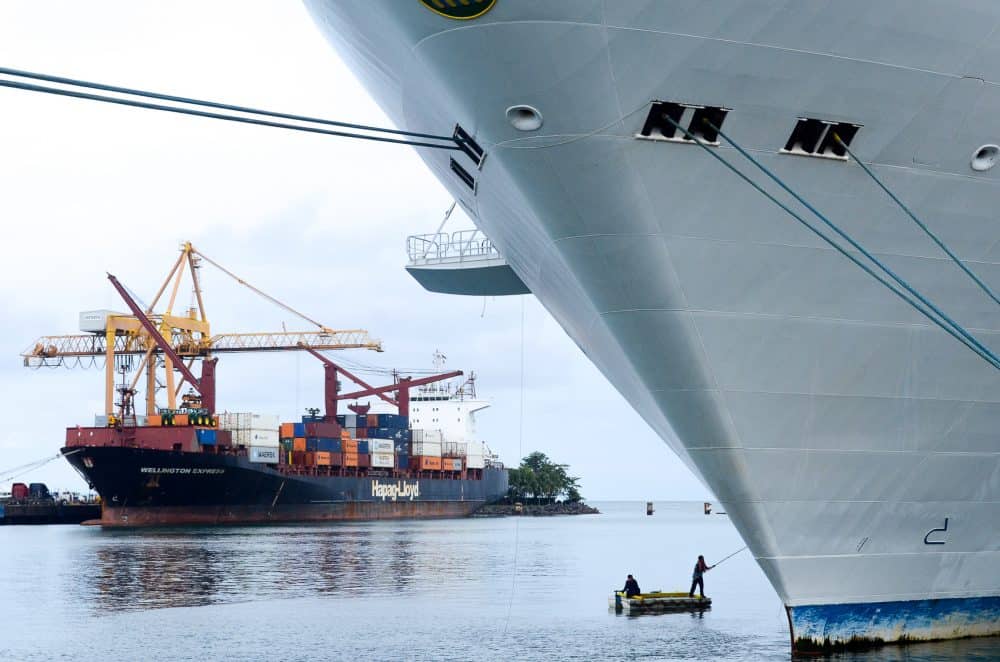 Cleaning a Cruise Ship in Puerto Linon Costa Rica