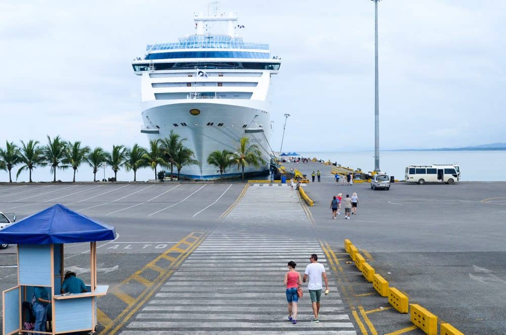 Port of Limón with cruise ships and bustling trade activities