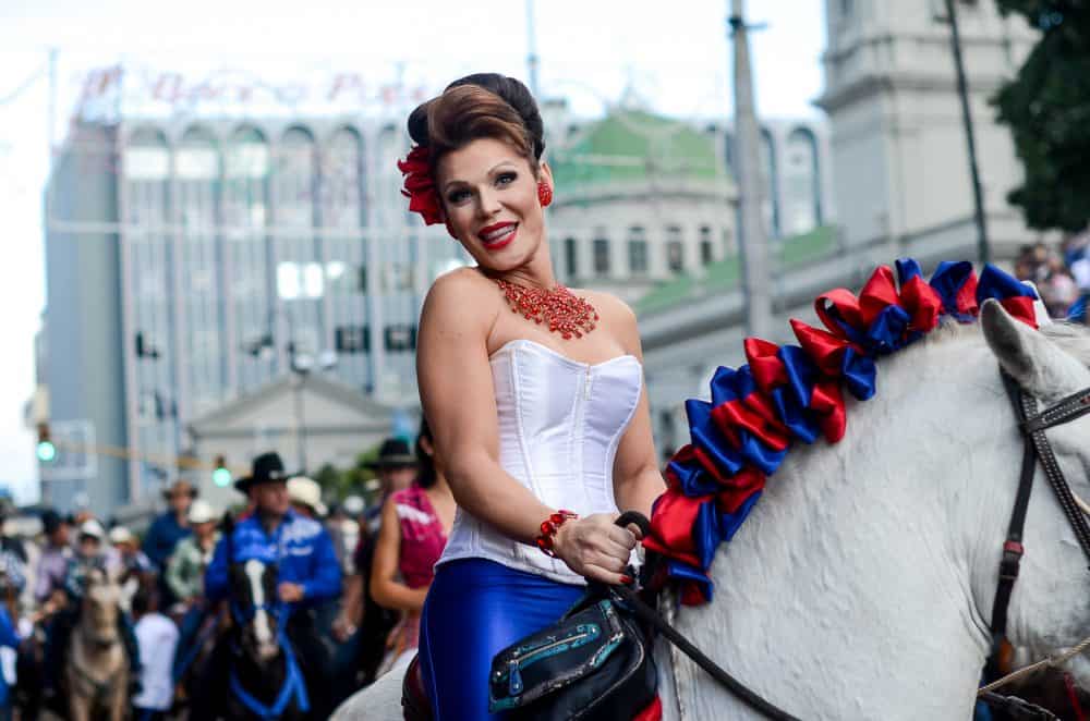 Cowgirl at Costa Rica National Horse Parade in the capital San Jose