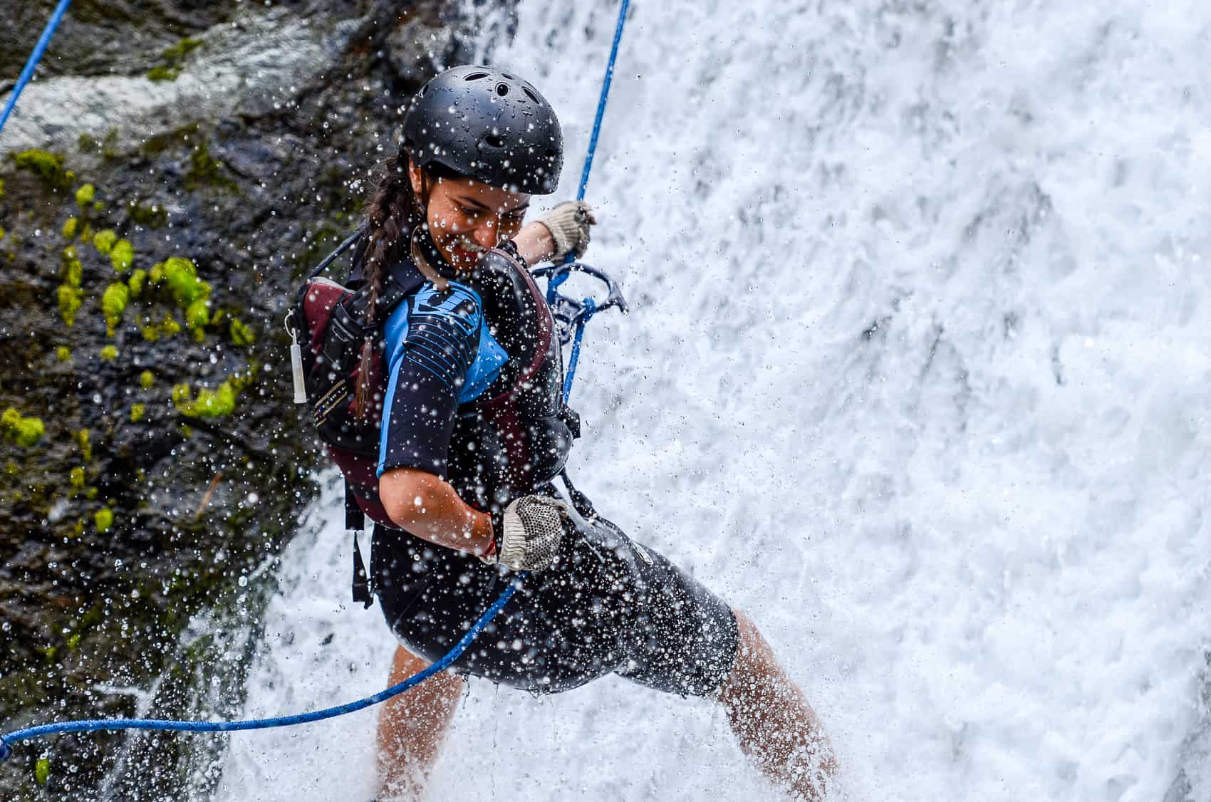 Rappelling down a waterfall in Costa Rica