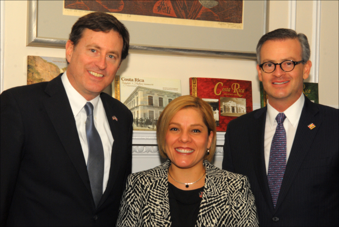 From left, Ramón Macaya, Costa Rica’s ambassador to the United States, Alejandra Solano, deputy chief of mission at the Costa Rican Embassy in Washington, and Foreign Minister Manuel Antonio González Sanz.