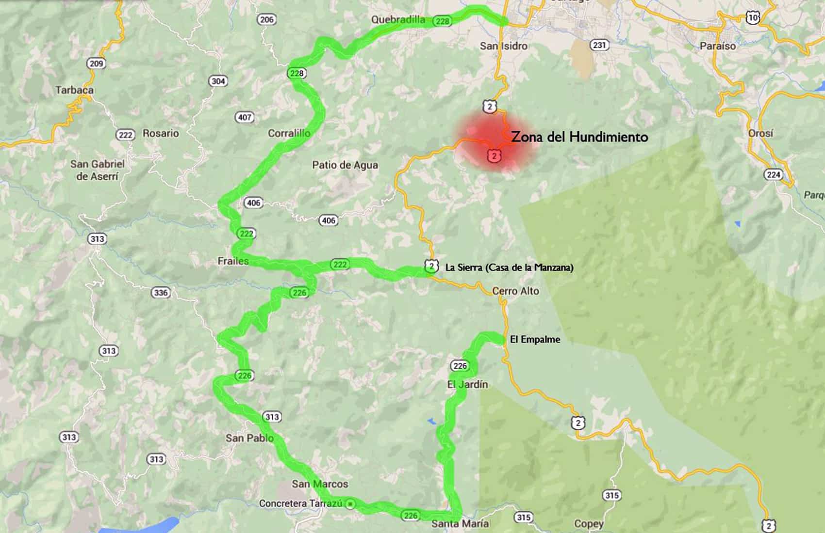 Alternate routes on Inter-American Highway South