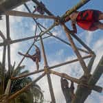 A bamboo jungle gym was one of the many structures built for the 2015 Envision Festival.