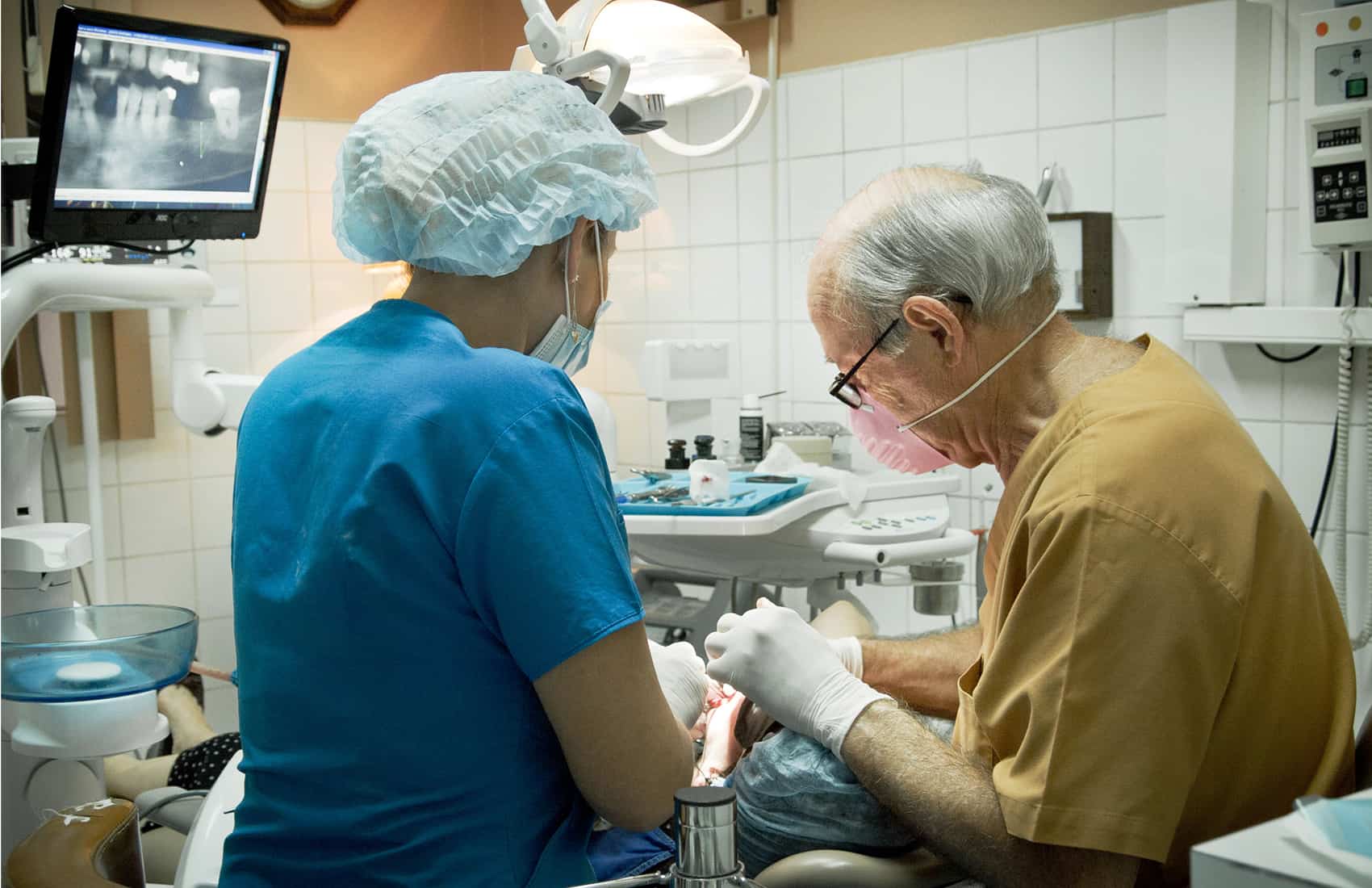 A doctor performing surgery.