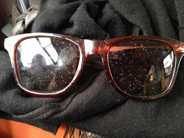 Sunglasses dusted with ash from Turrialba Volcano, in San José, March 12, 2015.