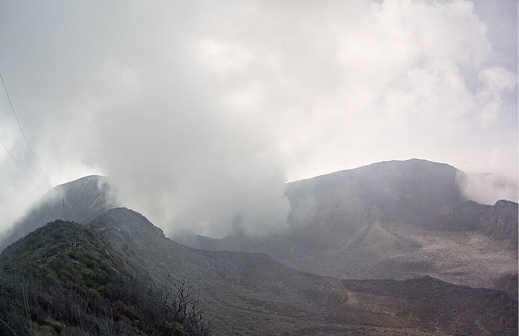 Vapor and ash columns were visible coming out of the Turrialba Volcano's crater at 4:43 p.m. on March 19, 2015.