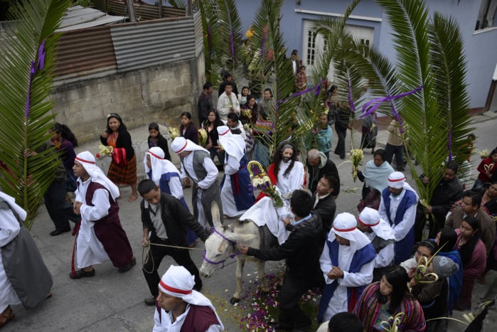 Overview of the procession leaving the church.