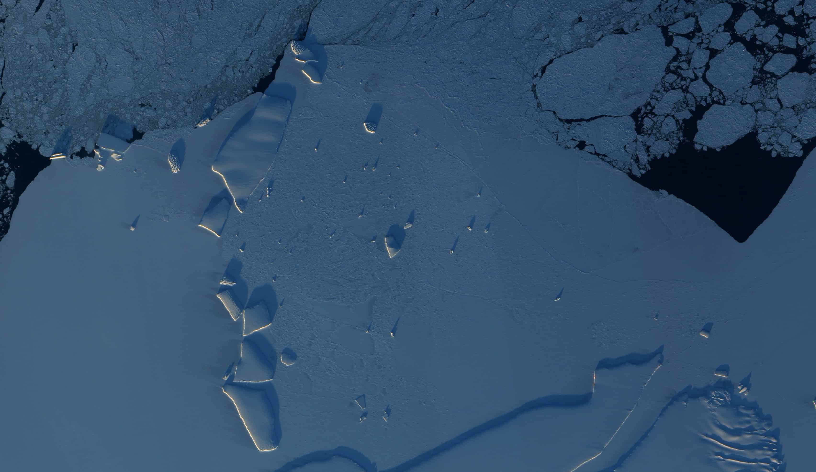 The East Antarctic coastline as seen from space.