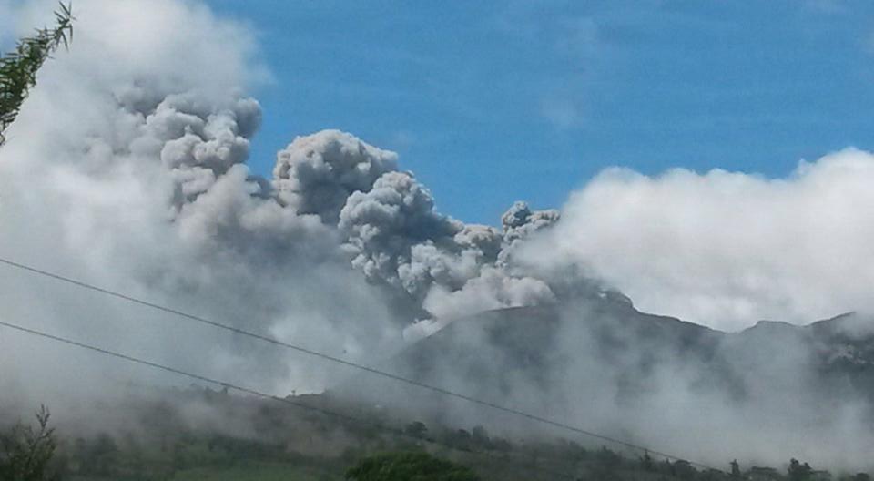 Turrialba Volcano explosion on Thursday, March 12, 2015. Photo taken from a country road.