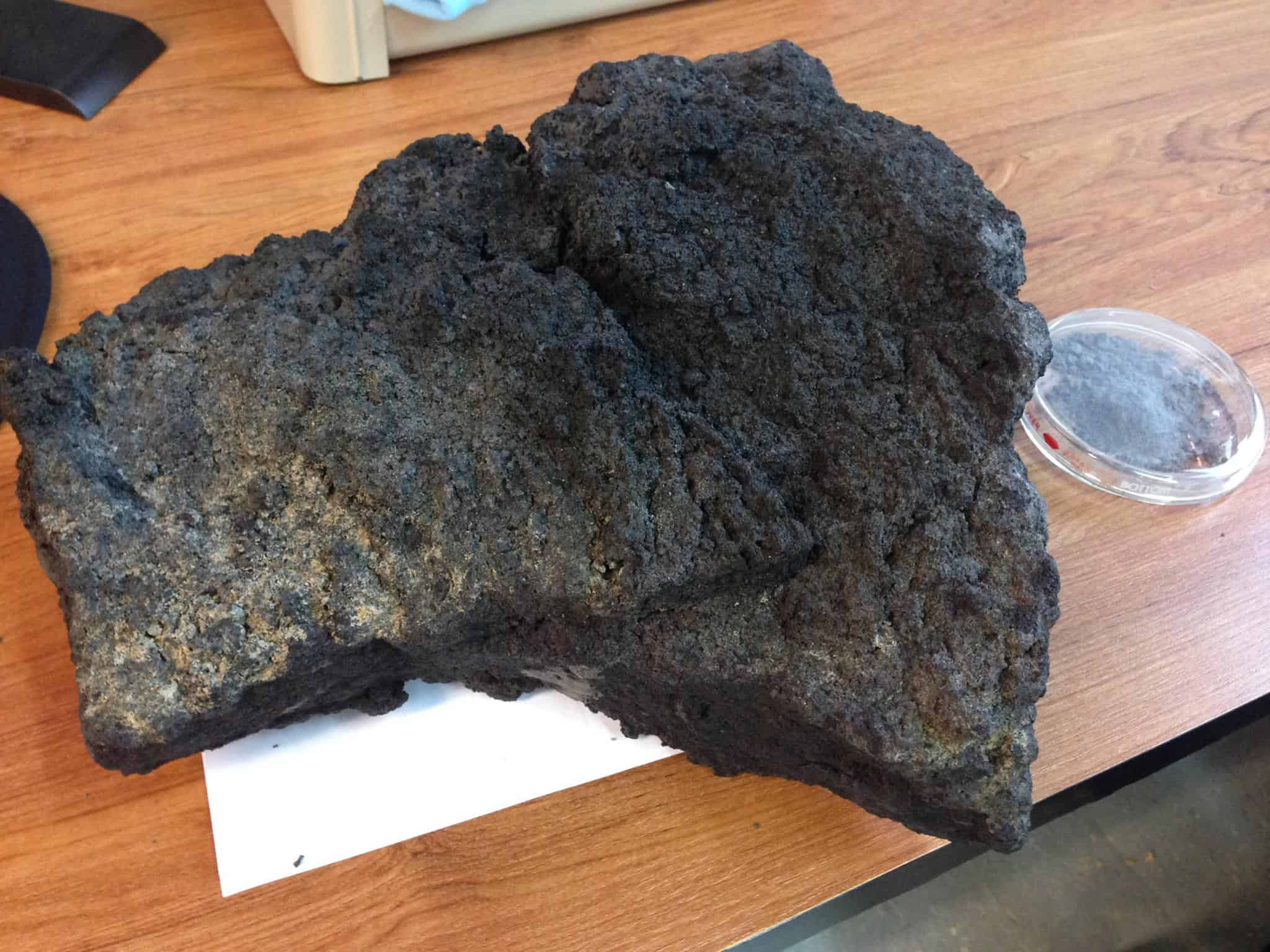 A fragment found near the crater of Turrialba Volcano, which scientists believe to be fresh, cooled lava.