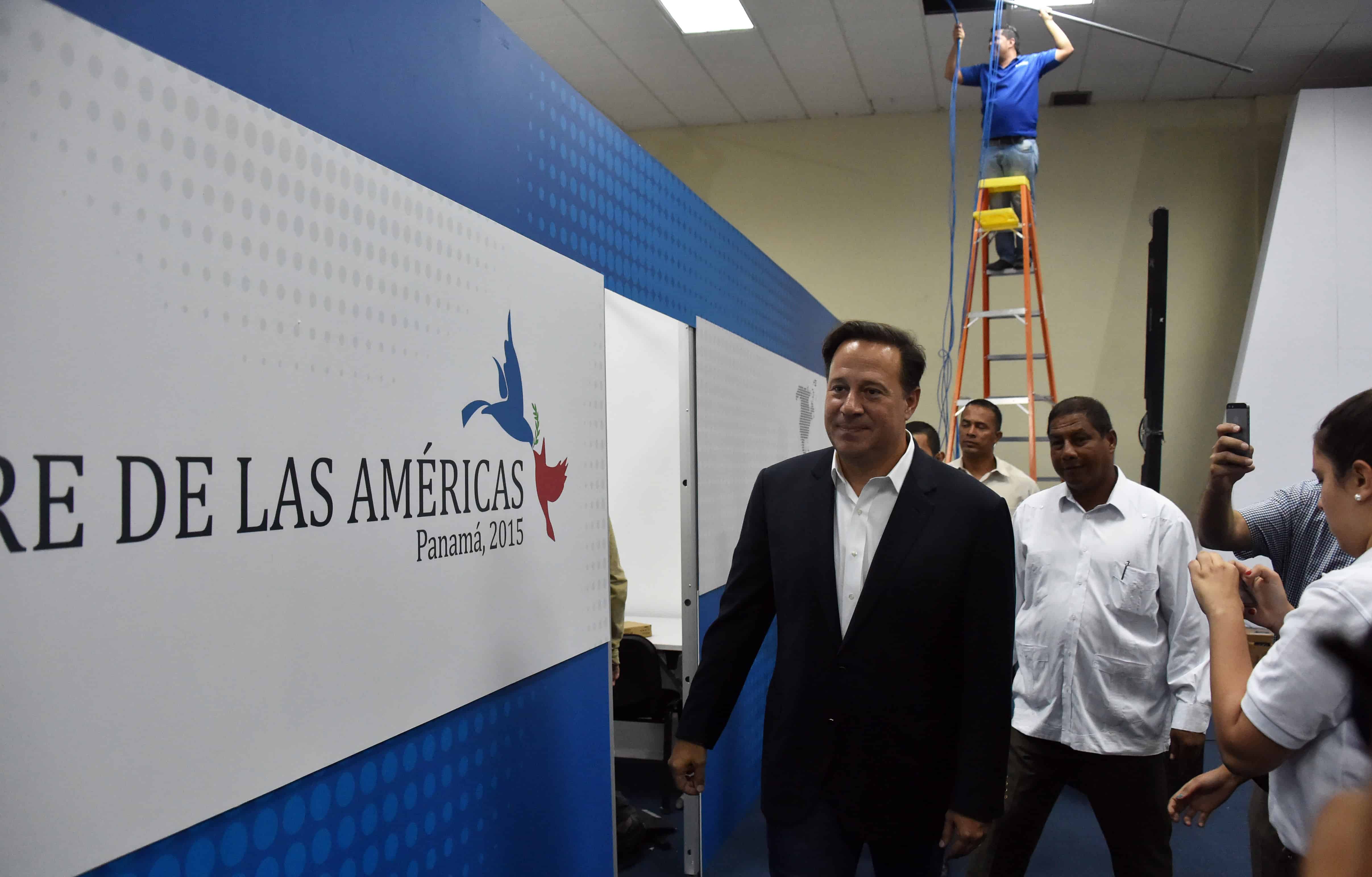 Panamanian President Juan Carlos Varela visits the Atlapa Convention Center.