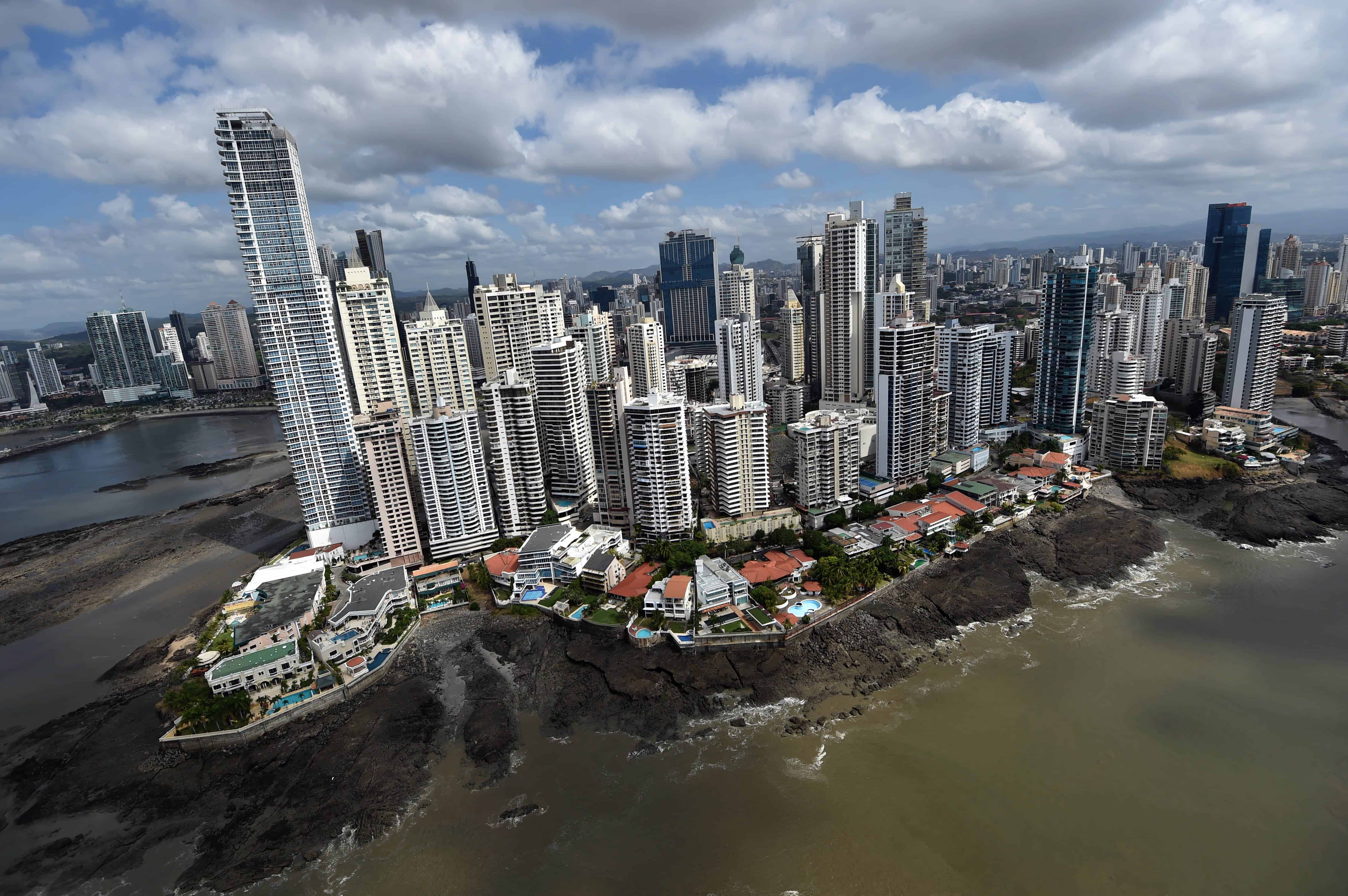 Aerial view of the Panama City bay.