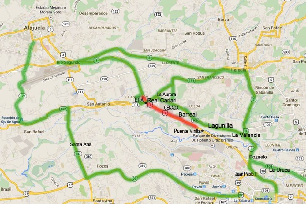 Alternate routes to La Platina bridge