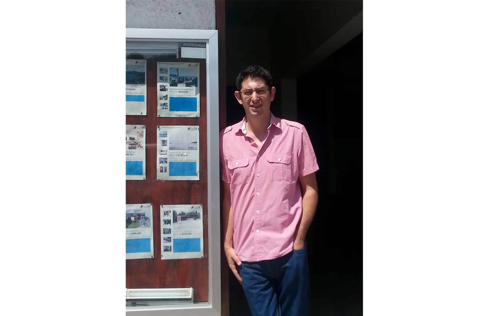 Zach Lunin at his real estate office in San Juan del Sur, Nicaragua.