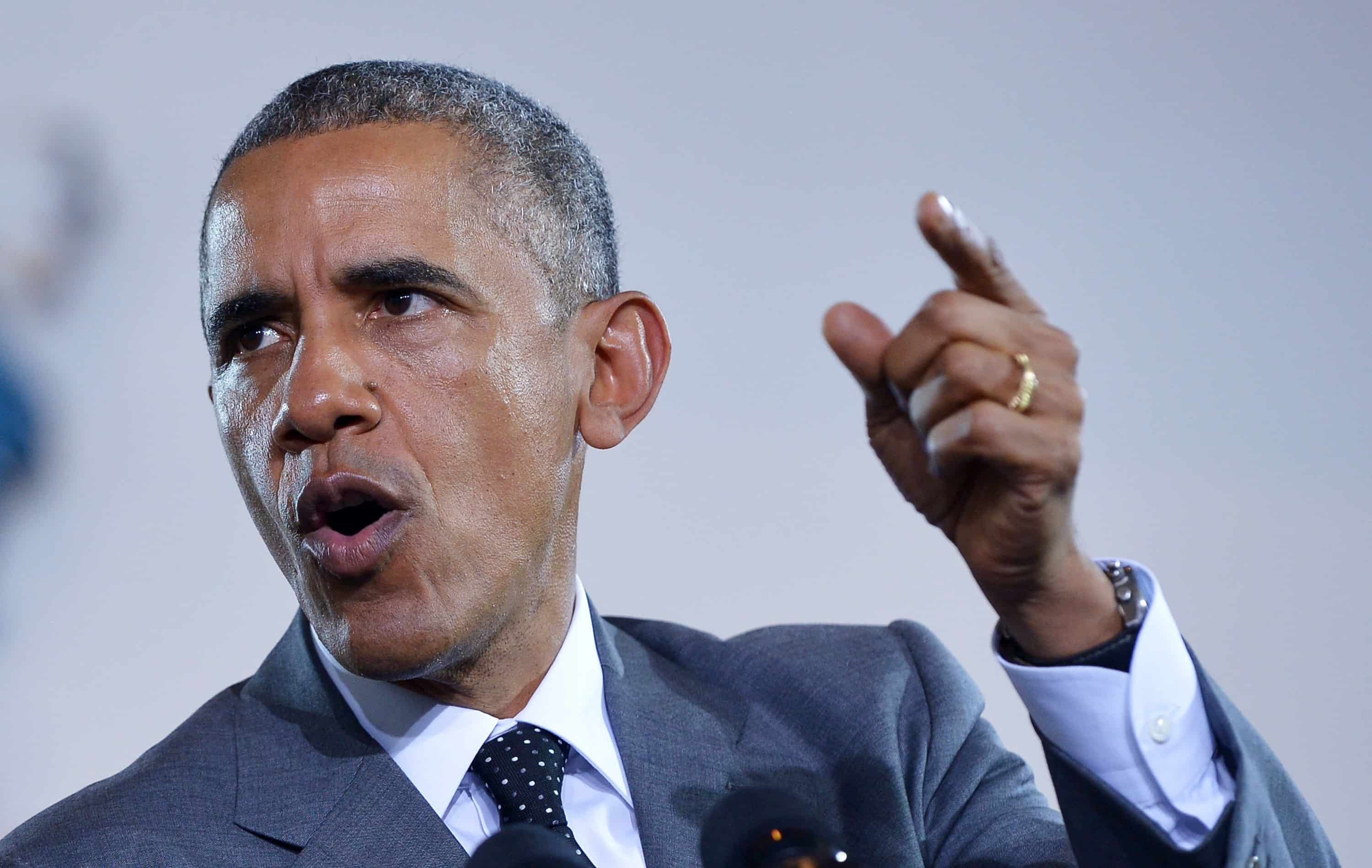 U.S. President Barack Obama speaks during a town hall meeting with young leaders at the University of the West Indies on April 9, 2015 in Kingston.