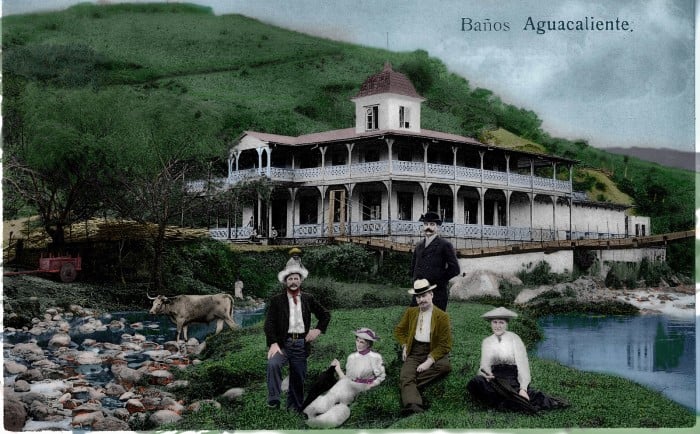 An old postcard shows the Bella Vista Hotel at the site of hot springs south of Cartago.