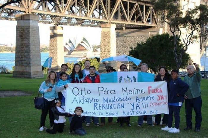 Protestors gathered in Sydney, Australia to demand the resignation of Guatemala's Pérez Molina