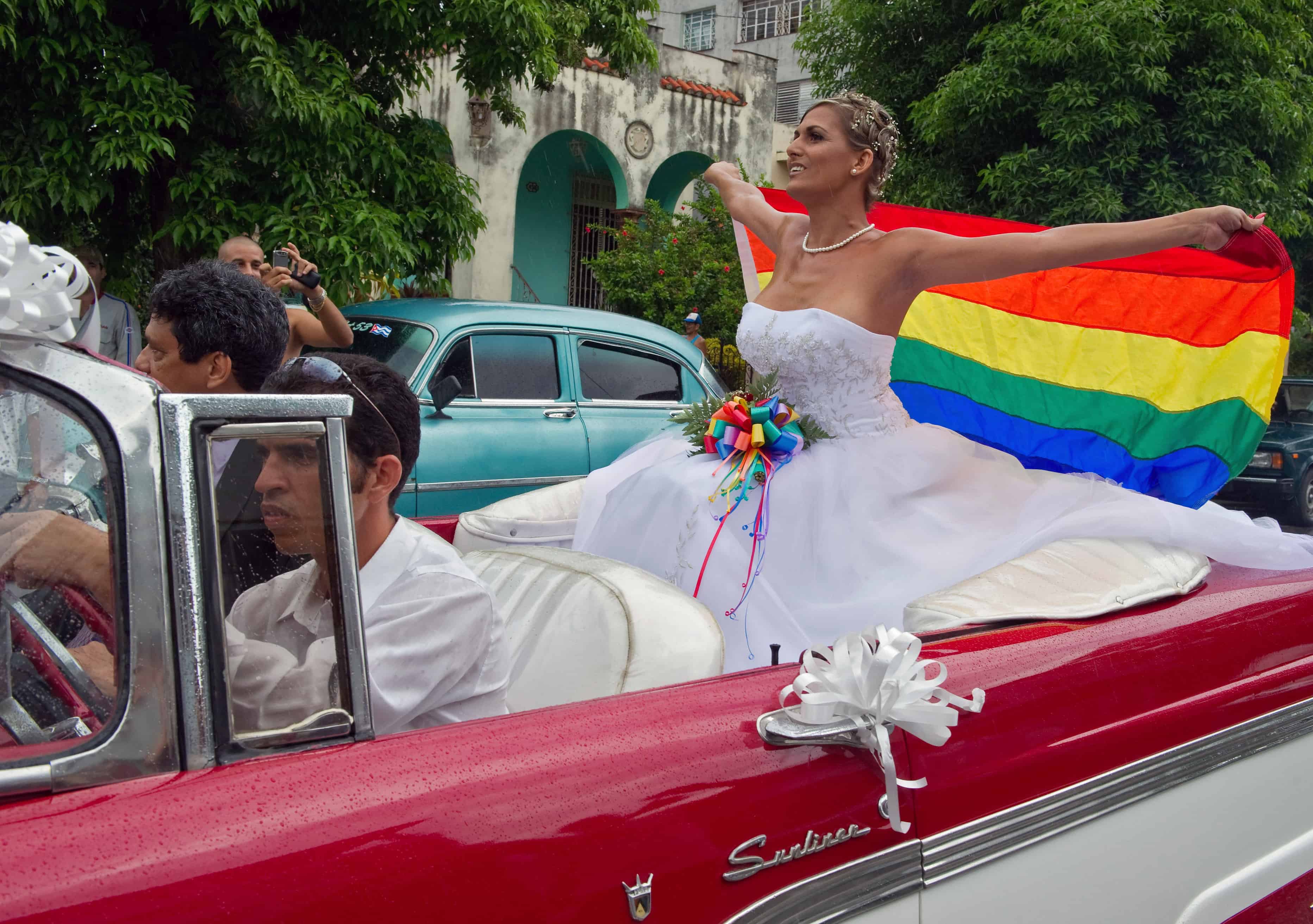 Transgender Cuban Wendy Iriepa arrives for her wedding on Aug. 13, 2011, in Havana.