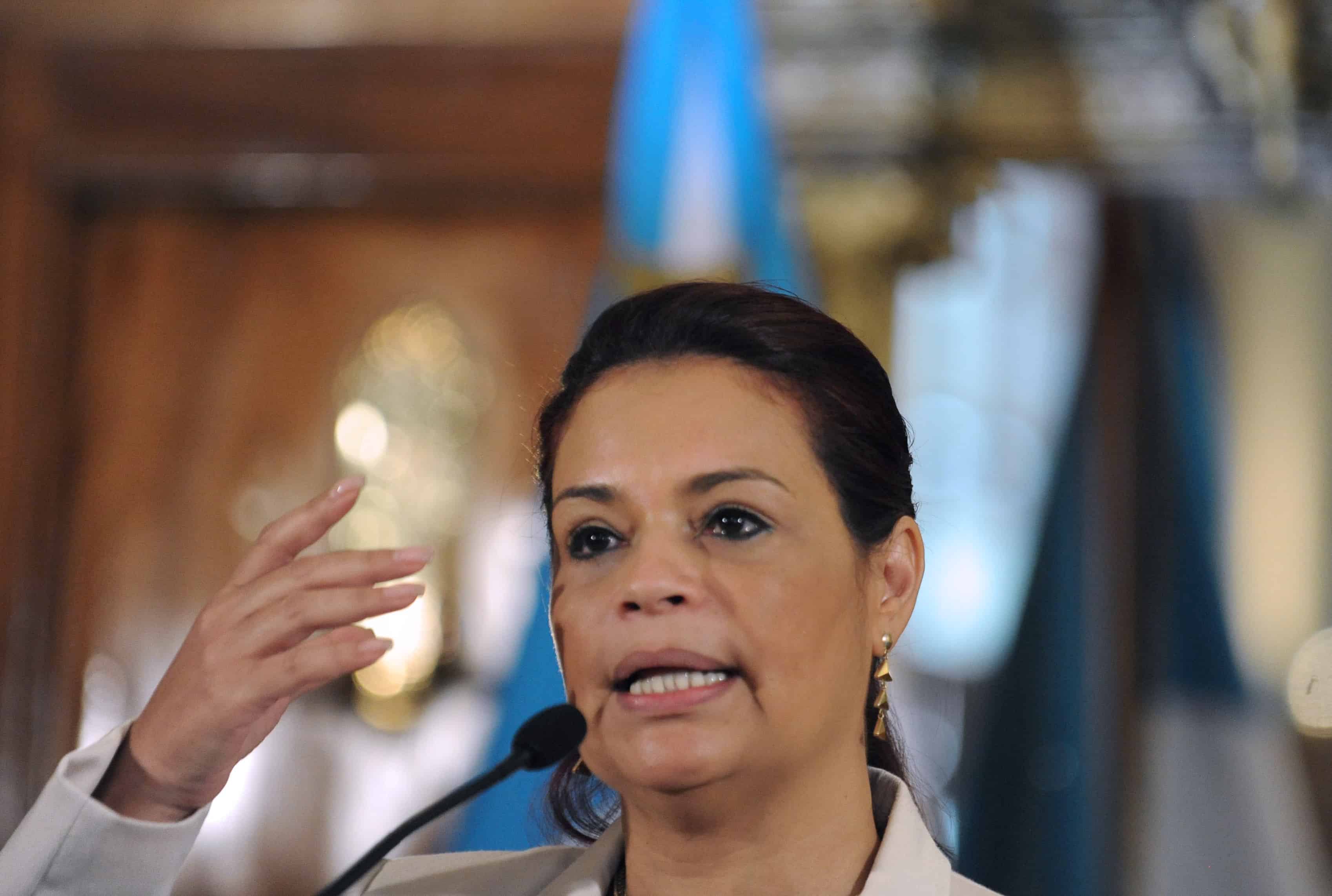 Guatemala's Vice President Roxana Baldetti offers a press conference at the presidential residence in Guatemala City on April 19, 2015. Baldetti resigned on May 8, 2015 amid a tax corruption scandal, in which her former private secretary Juan Carlos Monzón was allegedly involved.