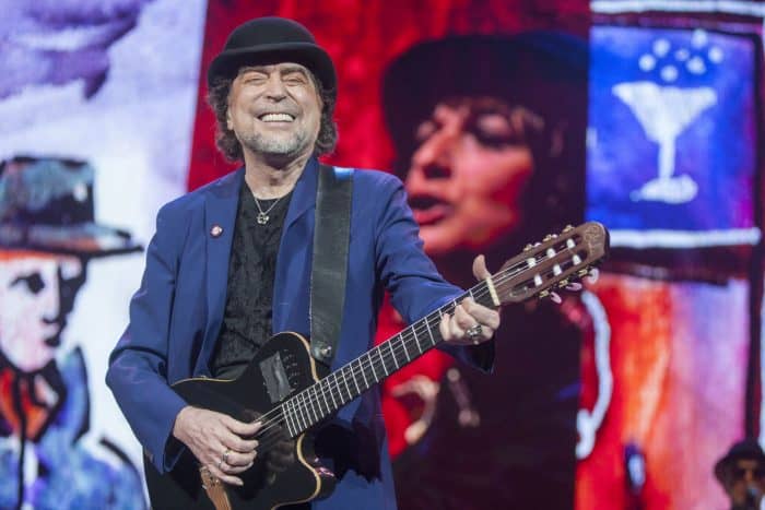 Spanish singer Joaquín Sabina performs during a concert in Monterrey, on May 8, 2015. 