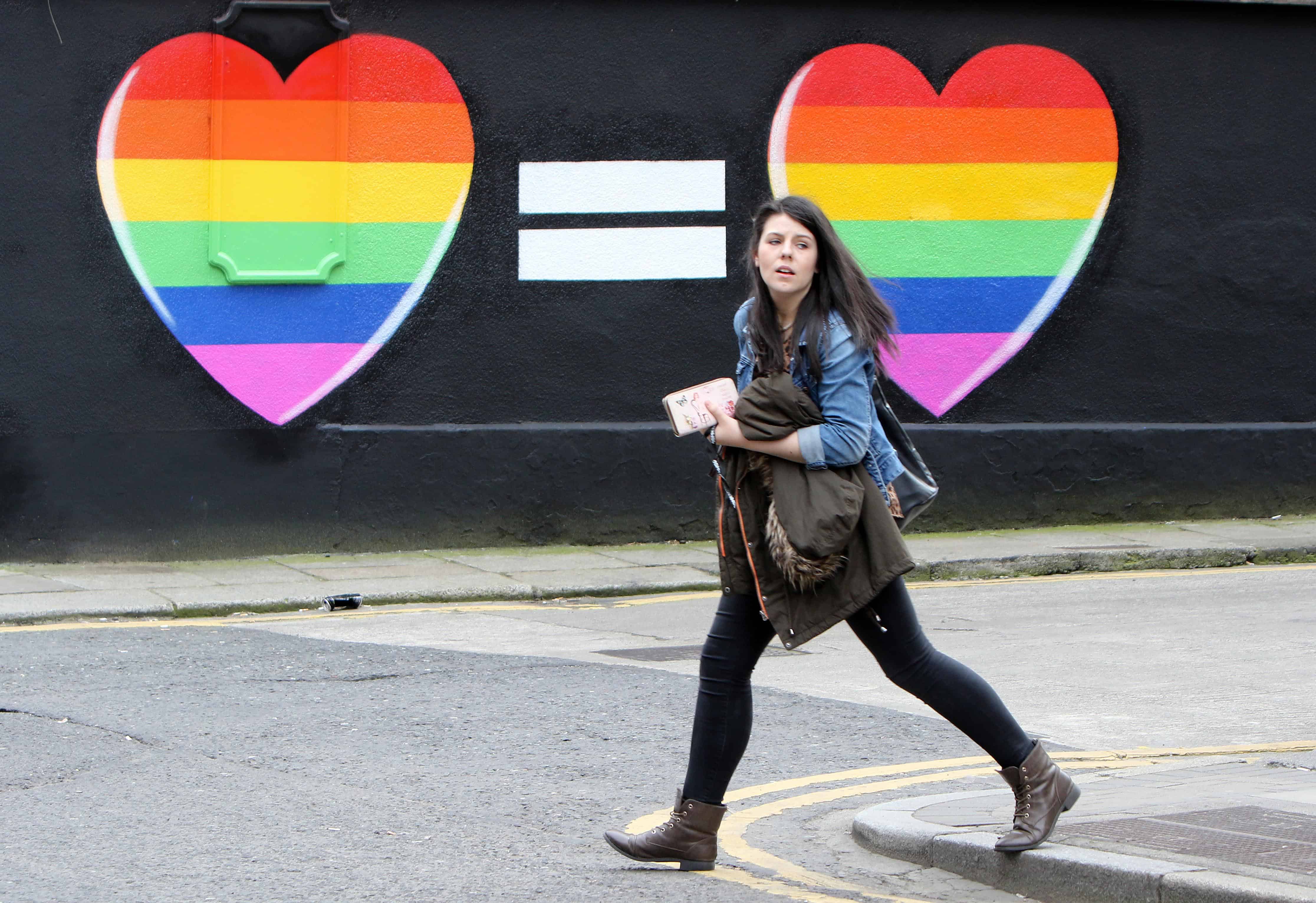 Gay marriage mural in Dublin.