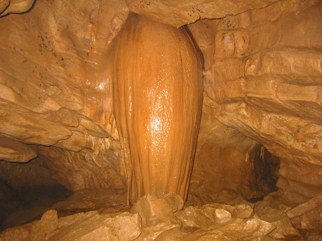 The Papaya, where a stalactite and stalagmite meet to form a column.