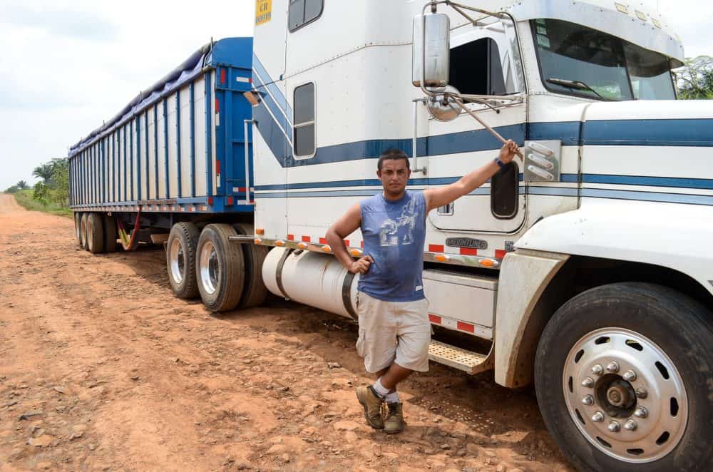 Antonio, a truck driver from Grecia, Alajuela, transports pineapples from the border with Nicaragua to San José Costa Rica