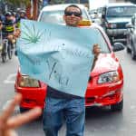"Marijuana, Pura Vida" at the marijuana legalization march in San José, May 9, 2015.