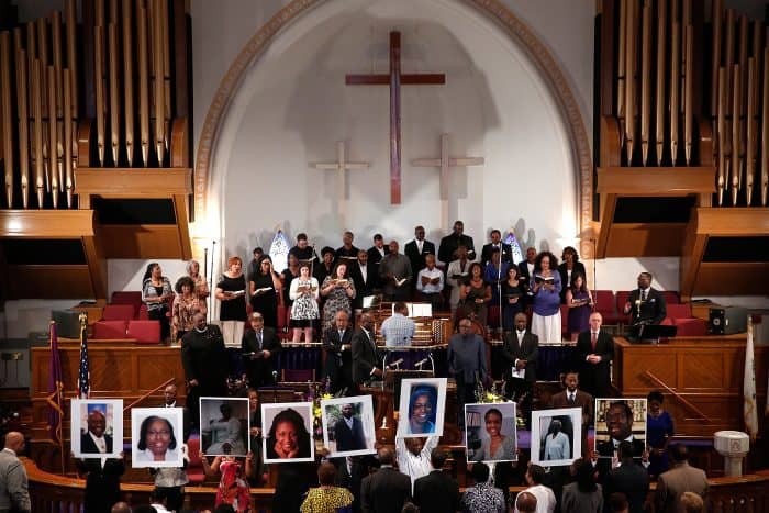 Photographs of the nine victims killed.