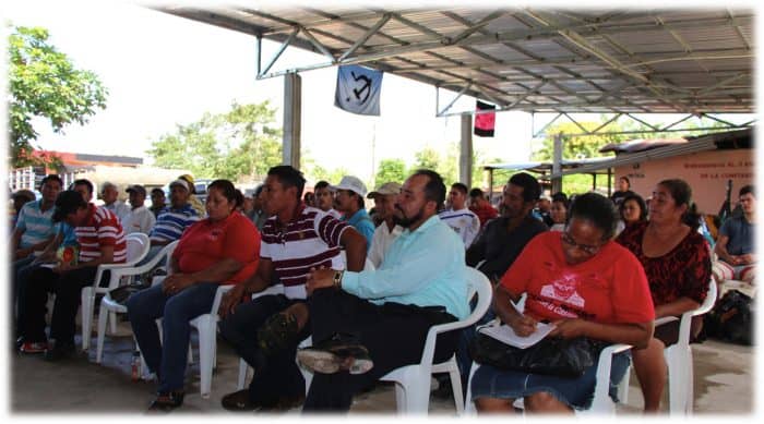 A coalition of campesino organizations meet in Bajo Aguán, Honduras, in 2013.