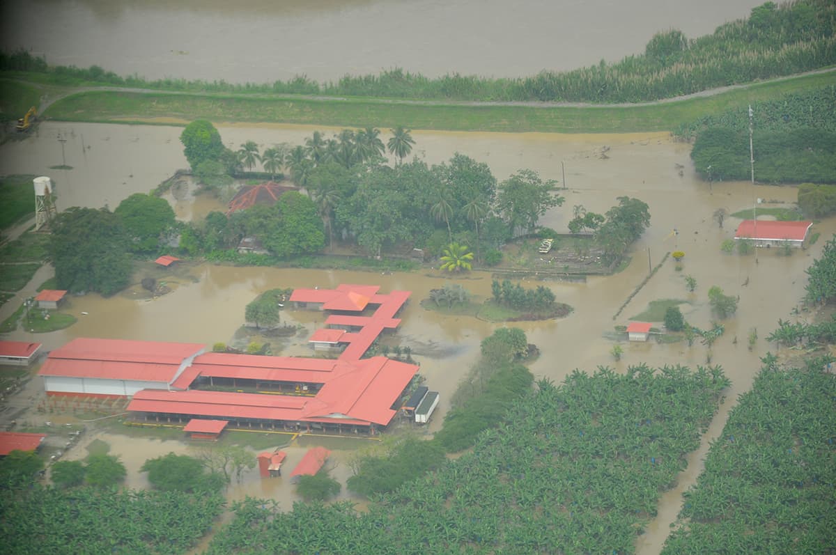 Aerial photo of flooding in Limón, Costa Rica, on June 29, 2015.
