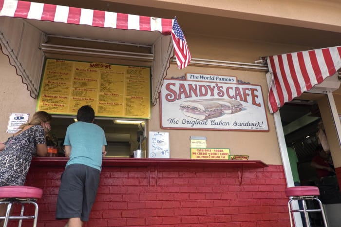 Restaurants advertise Cuban food in the Florida Keys.