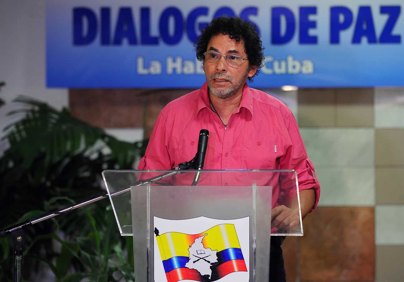 Revolutionary Armed Forces of Colombia (FARC) commander Pastor Alape reads a statement at Convention Palace in Havana during the peace talks with the Colombian government, on July 3, 2015.