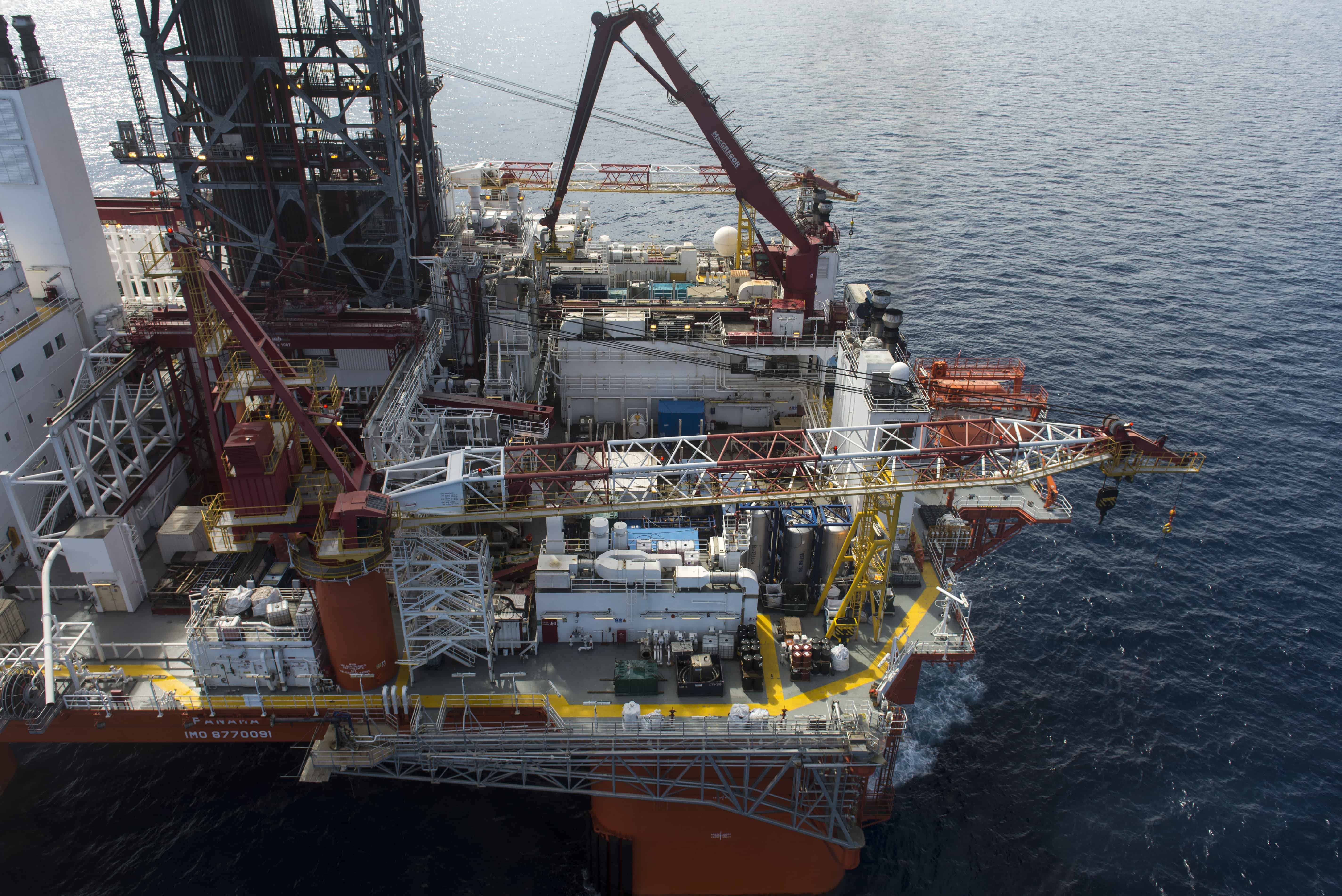 Aerial view of La Muralla IV exploration oil rig, operated by Mexican company 